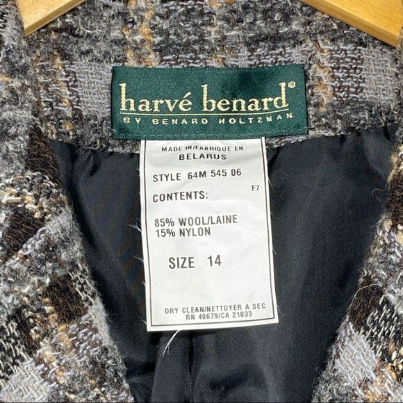 Harve Benard Brown Plaid Button Up Wool Jacket - Picture 7 of 14